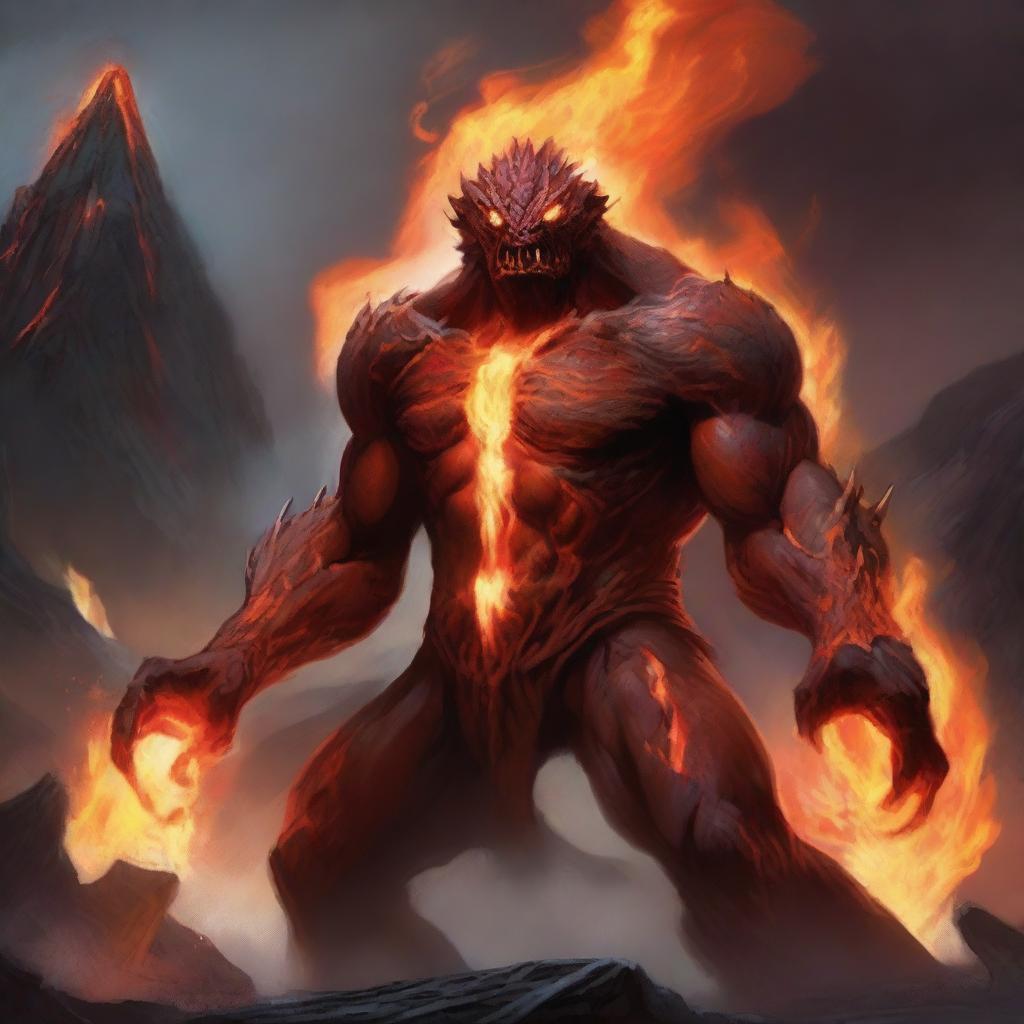 A powerful fire elemental character in the Dungeons & Dragons (DnD) universe