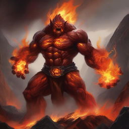 A powerful fire elemental character in the Dungeons & Dragons (DnD) universe