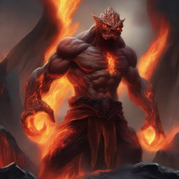 A powerful fire elemental character in the Dungeons & Dragons (DnD) universe