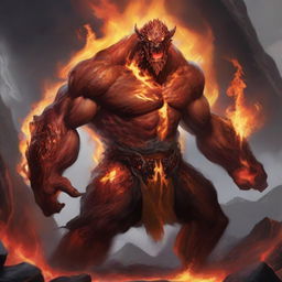 A powerful fire elemental character in the Dungeons & Dragons (DnD) universe