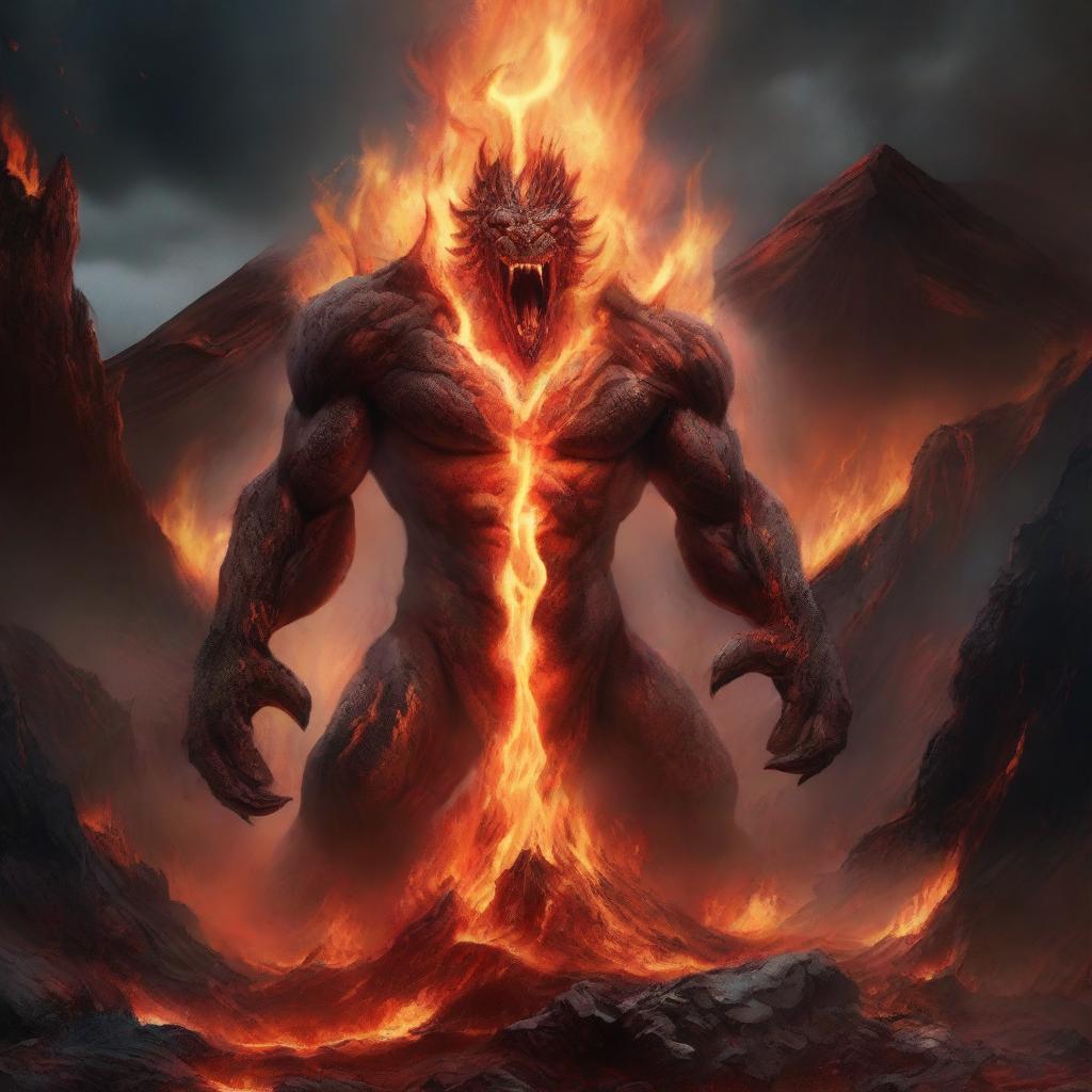 A primordial being of fire, embodying the raw and ancient power of flames