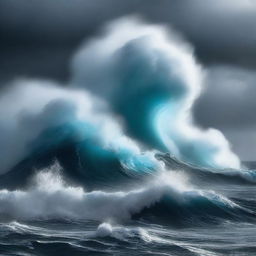 A powerful primordial of water emerging from the depths of the ocean