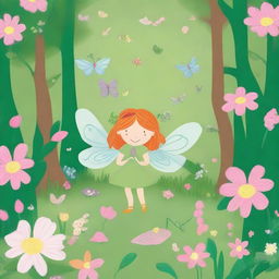 Create an image in the style of children's drawings depicting Alison in a magical spring forest