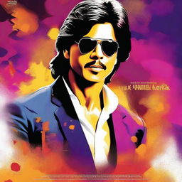 A vibrant and eye-catching movie poster featuring Shahrukh Khan