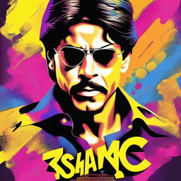 A vibrant and eye-catching movie poster featuring Shahrukh Khan