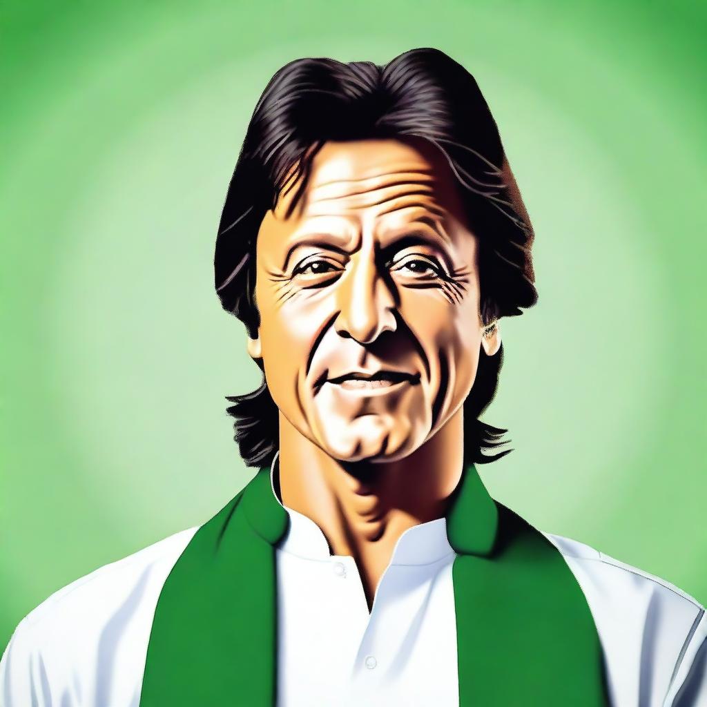 Create a detailed and realistic portrait of Imran Khan, the former cricketer and current Prime Minister of Pakistan