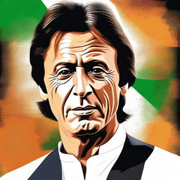 Create a detailed and realistic portrait of Imran Khan, the former cricketer and current Prime Minister of Pakistan