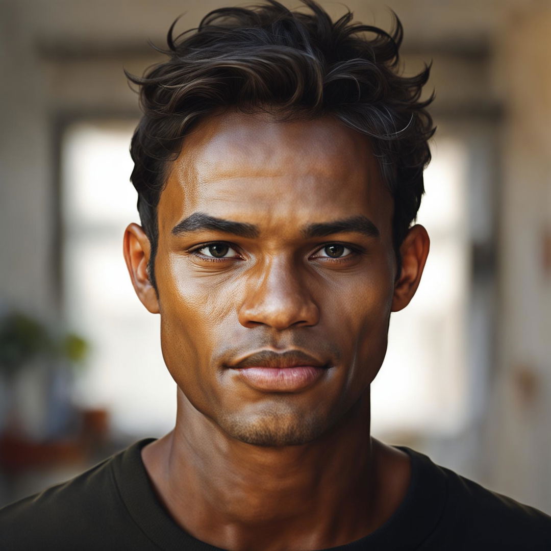 Create a high-definition, realistic headshot of a man named Kevin Paraguay with a friendly demeanor and a simple background.