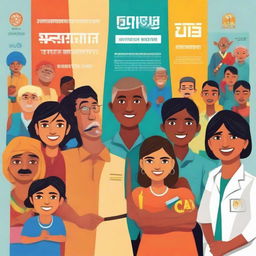 A colorful and engaging front page for a school project on Indian social workers, including farmers, teachers, doctors, nurses, police officers, and firefighters