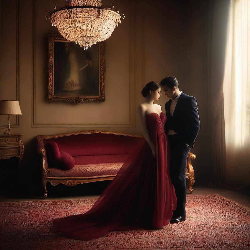 A captivating scene depicting the art of seduction, with a focus on subtlety and allure