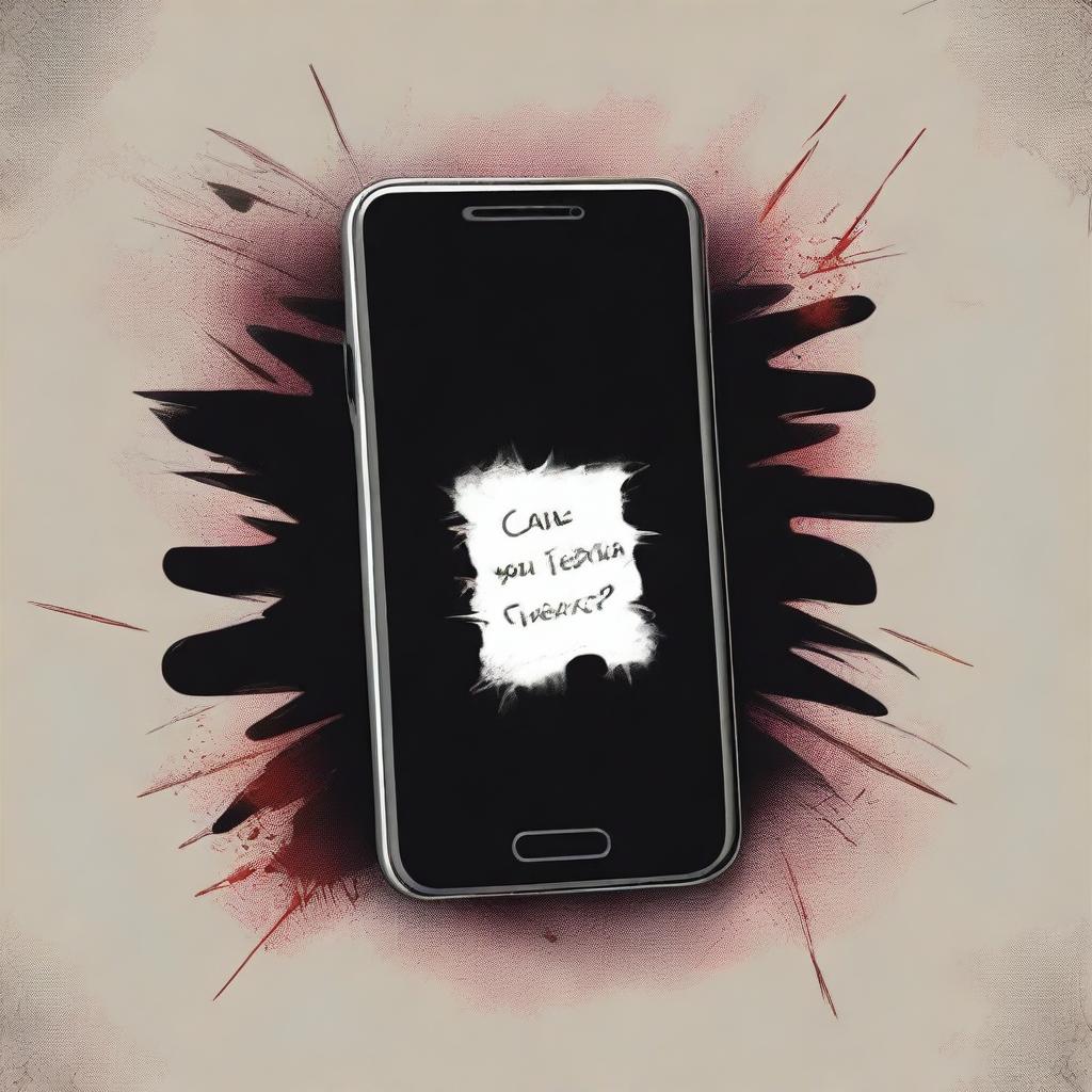 Create a movie poster for a horror film titled 'Can You Text?' The story revolves around a sinister cell phone that kills its users