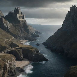 Dynamic and dramatic landscapes from the Game of Thrones series, showcasing their raw and aggressive beauty