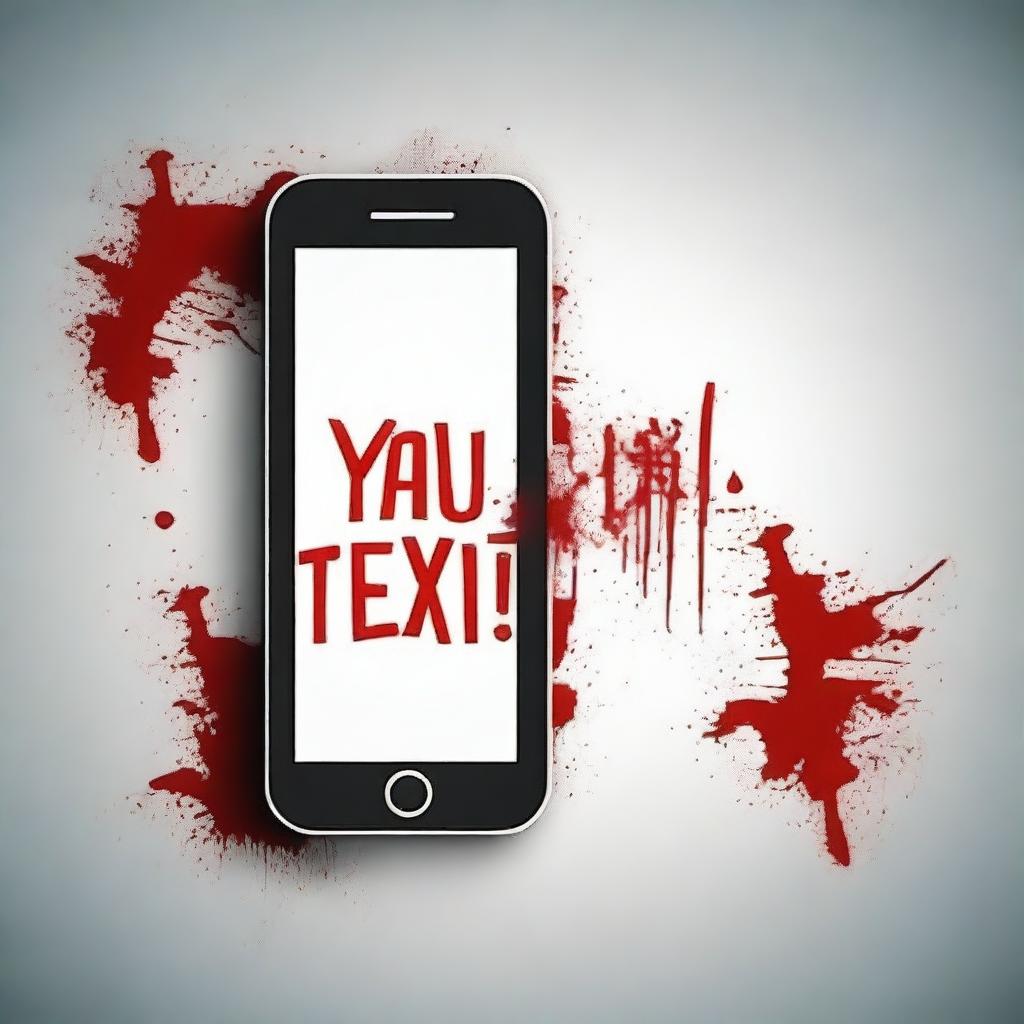 Create an image of a cell phone screen displaying the text 'Can You Text?' The screen should have drops of blood on it, creating a chilling and eerie atmosphere