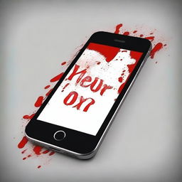 Create an image of a cell phone screen displaying the text 'Can You Text?' The screen should have drops of blood on it, creating a chilling and eerie atmosphere