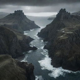 Dynamic and dramatic landscapes from the Game of Thrones series, showcasing their raw and aggressive beauty