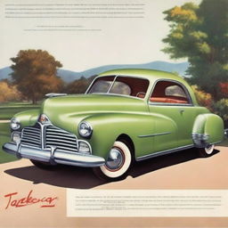 Create a 1948 style advertisement featuring the 1948 Tucker Torpedo