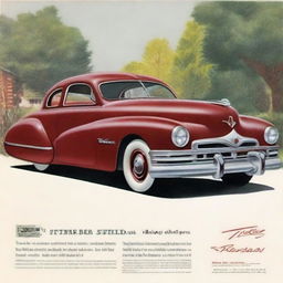 Create a 1948 style advertisement featuring the 1948 Tucker Torpedo