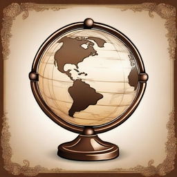 Create an old-world style globe with korfball elements integrated into the design