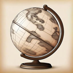 Create an old-world style globe with korfball elements integrated into the design