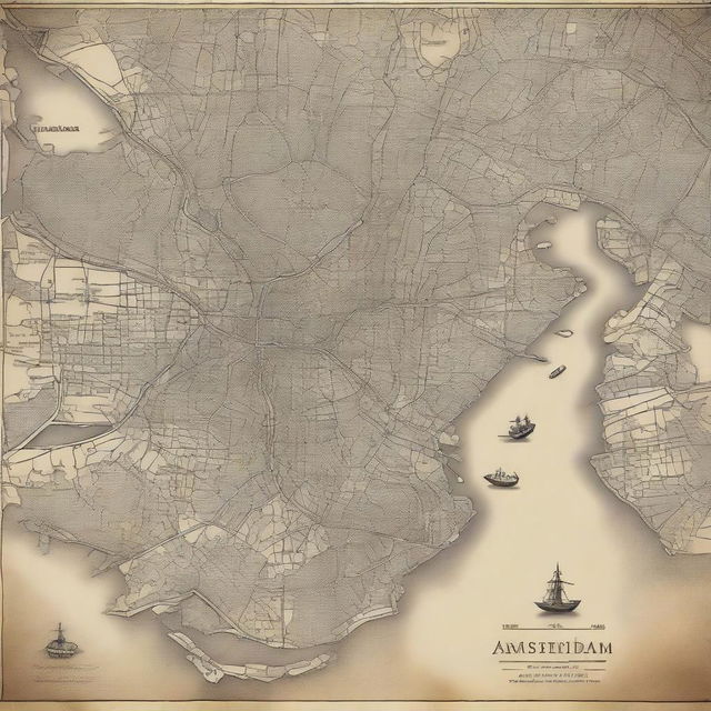 Create an image with the background featuring an old map of Amsterdam