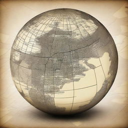 Create an image featuring a globe with an old map of Amsterdam superimposed on its surface