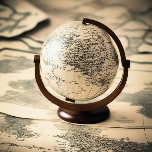 An A4 format image featuring a small globe at the bottom of the page and an old map of Amsterdam as the background on the top of the page