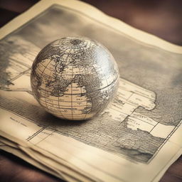 An A4 format image featuring a small globe at the bottom of the page and an old map of Amsterdam as the background on the top of the page