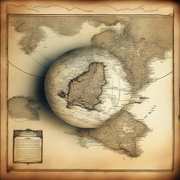 An A4 format image featuring a small globe at the bottom of the page and an old map of Amsterdam as the background on the top of the page