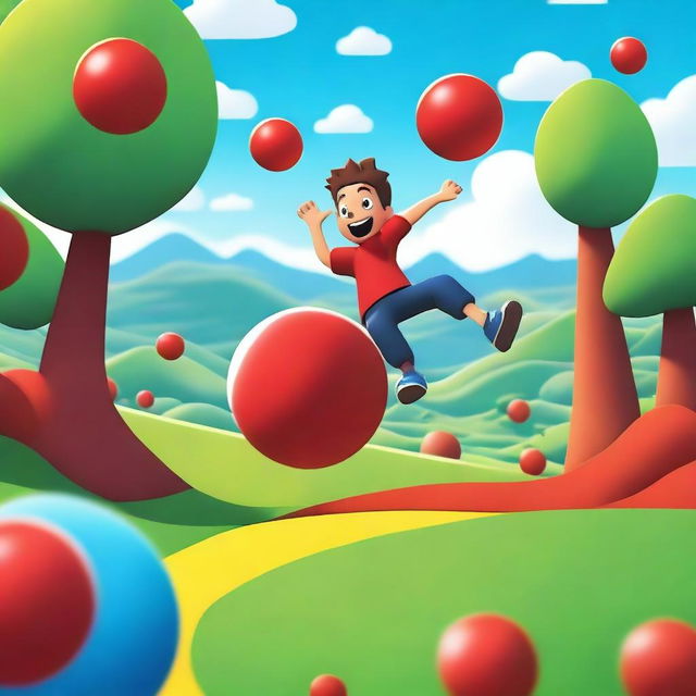 A vibrant and playful scene featuring a person playing Red Ball 4