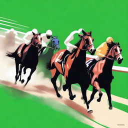 A book cover illustration featuring horses racing around a track