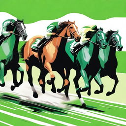 A book cover illustration featuring horses racing around a track