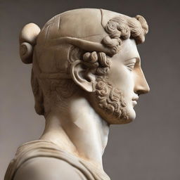 A profile view of the face of a Seleucid Prince in a stone statue