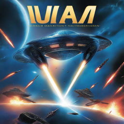 A futuristic and tense book cover featuring powerful starships shaped like swords in a dramatic space battle with smaller aquatic-like alien vessels