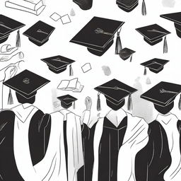 Create a cover featuring black and white drawings of graduation scenes