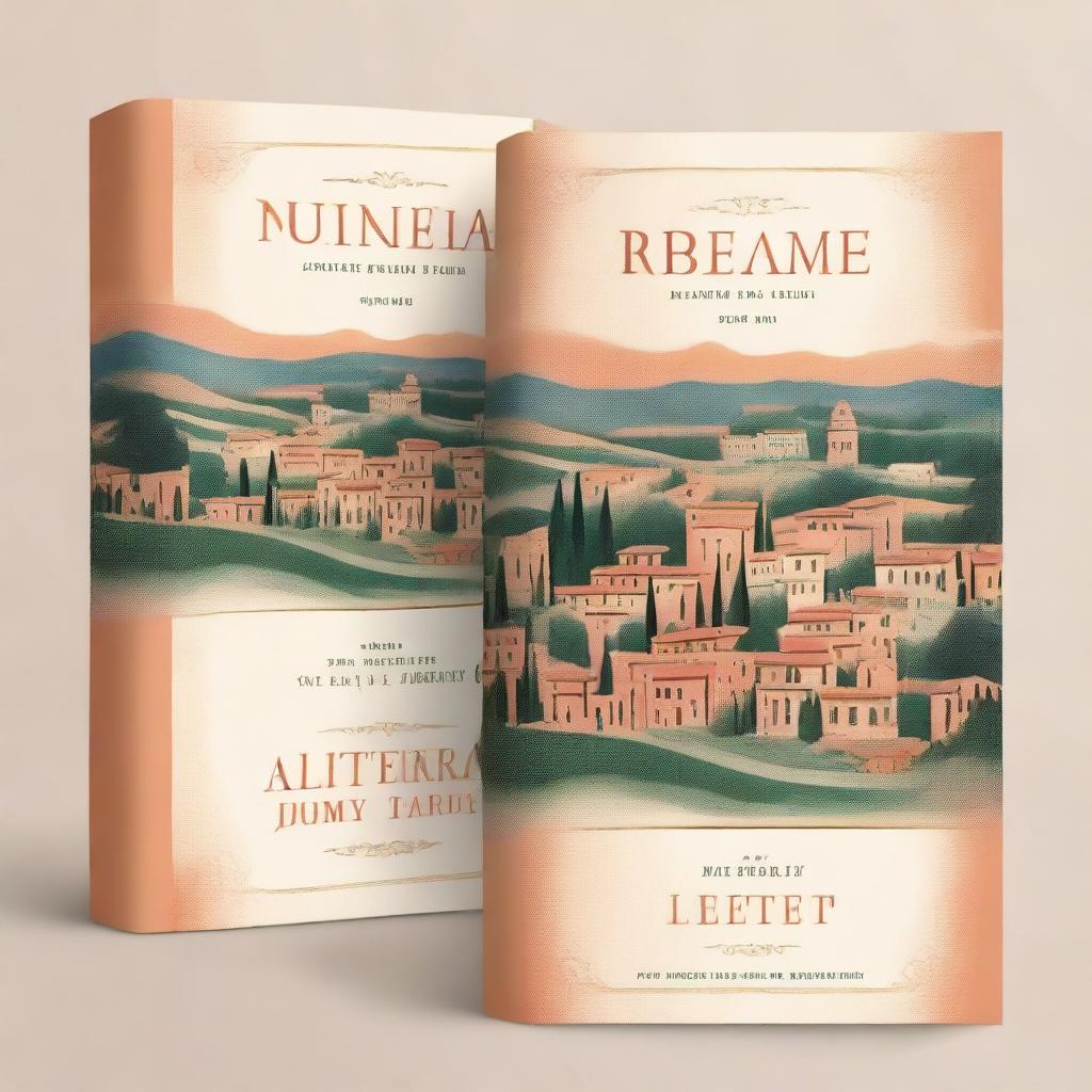 Create a captivating Italian book cover featuring elegant typography, vintage design elements, and a picturesque Italian landscape in the background