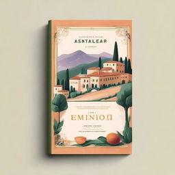 Create a captivating Italian book cover featuring elegant typography, vintage design elements, and a picturesque Italian landscape in the background