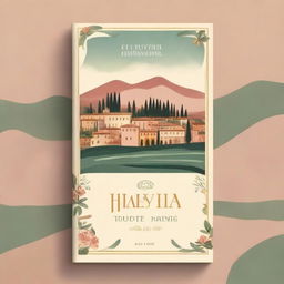 Create a captivating Italian book cover featuring elegant typography, vintage design elements, and a picturesque Italian landscape in the background