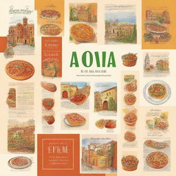 Create a book cover collage featuring various iconic Italian elements