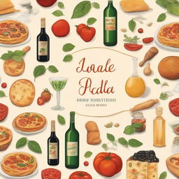 Create a book cover collage featuring various iconic Italian elements