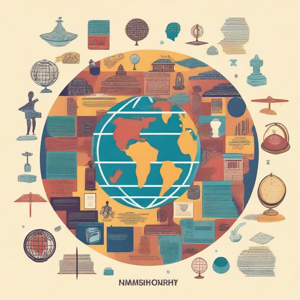 A vibrant illustration showcasing the diverse fields within humanities and social sciences