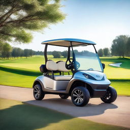 A sleek, modern electric buggy (golf cart) designed with futuristic aesthetics