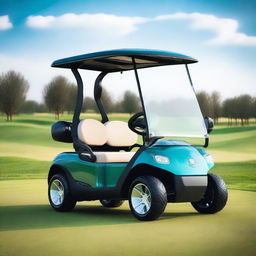 A sleek, modern electric buggy (golf cart) designed with futuristic aesthetics