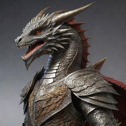 Realistic representation of imposing dragons adorned in intricate armor