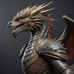 Realistic representation of imposing dragons adorned in intricate armor