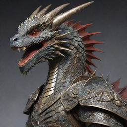 Realistic representation of imposing dragons adorned in intricate armor