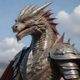 Realistic representation of imposing dragons adorned in intricate armor