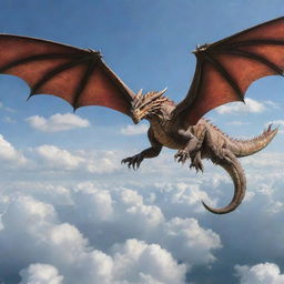 Realistic depiction of armored dragons flying majestically in the sky