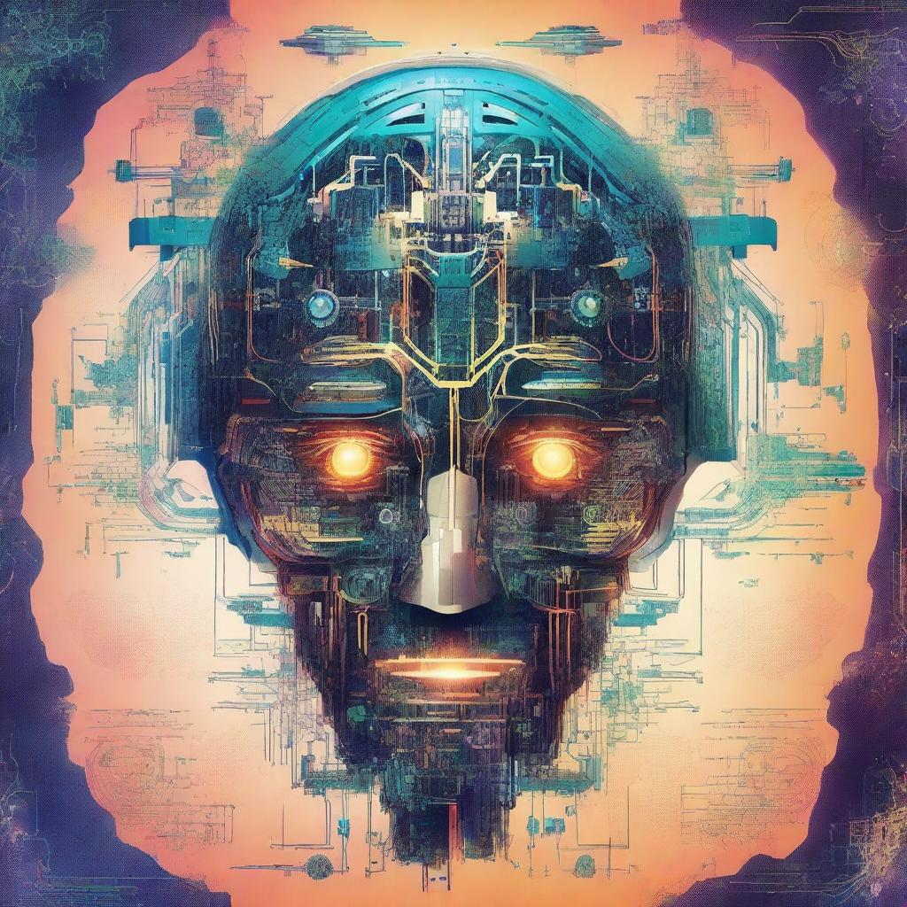 Design a captivating cover for a fantasy book about artificial intelligence