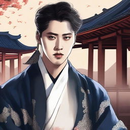 A detailed and expressive illustration of Yoon Seungho from 'Painter of the Night'