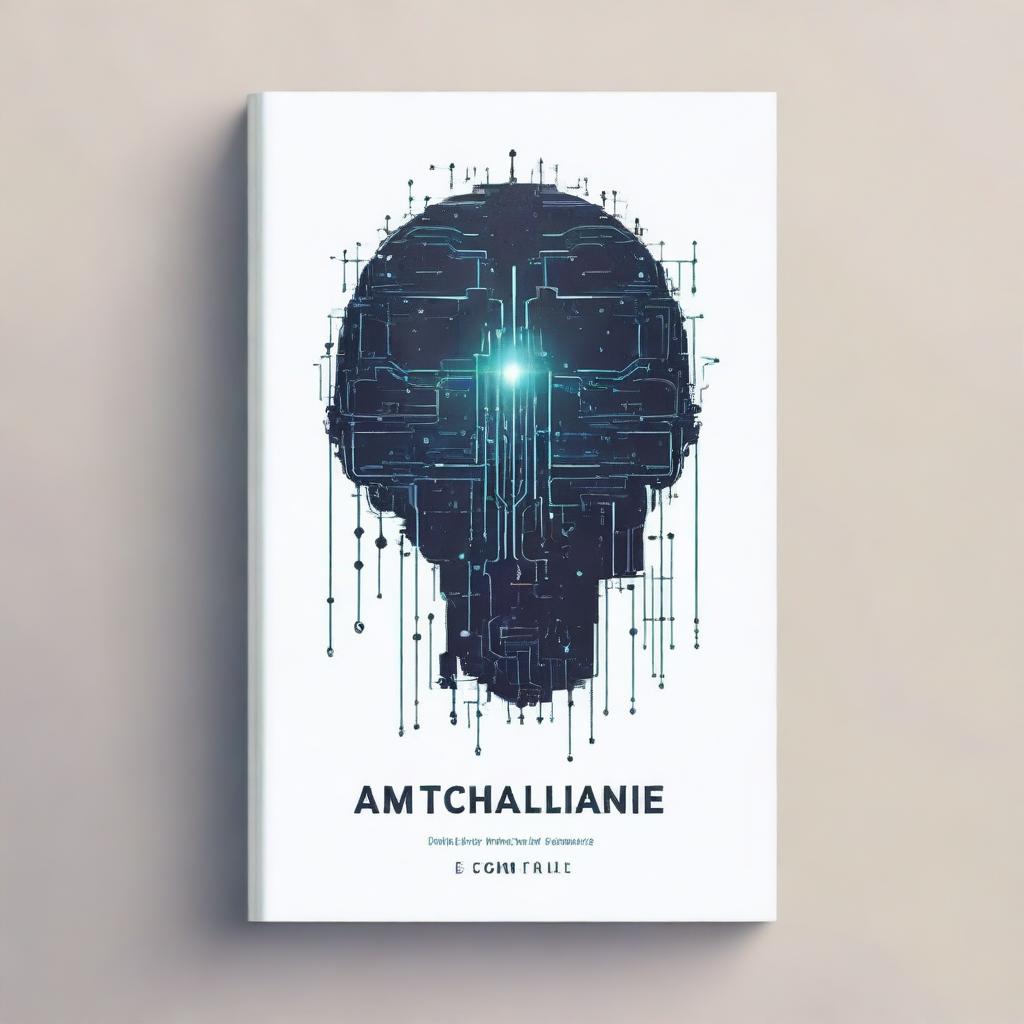 Design a minimalistic cover for a fantasy book about artificial intelligence